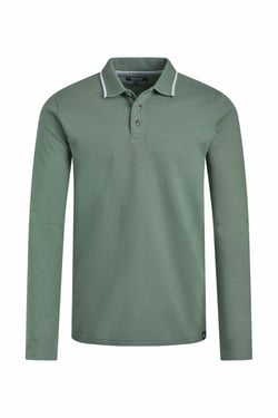 Weird Fish Theo Organic Cotton Textured Jersey Long Sleeve Polo Army Green Size XL