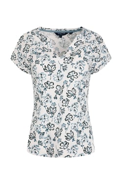 Weird Fish Alia Organic Cotton Printed Jersey Top Off White Size 8