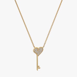 Heart Key Pave Diamond Necklace - 0.10 CT