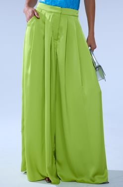 AKIRA Chartreuse Pleated Palazzo Pants | Size 1X