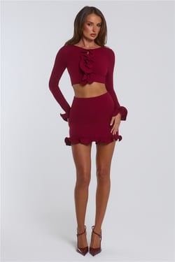 Summer Lush Mini Skirt Wine