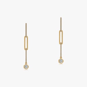 Paperclip Dangle Diamond Earrings - 0.70 CT