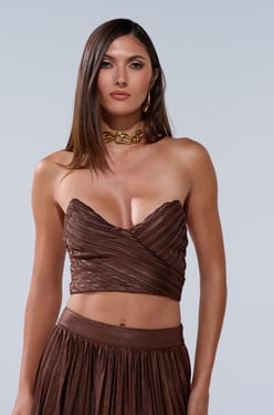 AKIRA Farah Slinky Corset Top | Brown | Size Large