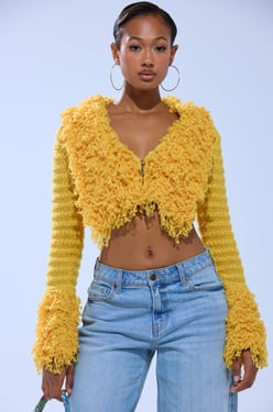 AKIRA Sunshine Queen Fringe Sweater | Size Small