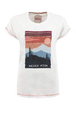Weird Fish Woodlands Organic Cotton Graphic T-Shirt Off White Size 8