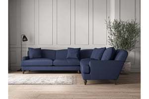 nkuku Deni Corner Sofa | Make To Order | Grand | Recycled Cotton Navy