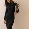 Black Roll Neck Jersey Top