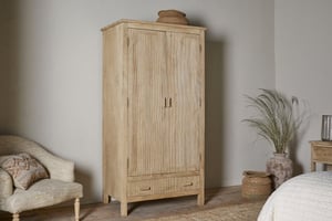 nkuku Vivan Grooved Wardrobe | Bedroom Furniture | One Size | Natural