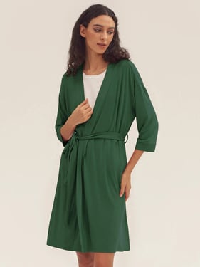 Bamboo Kimono Robe EVE - Evergreen / XXL
