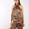 Brown Animal Printed Halter Neck Top - 8