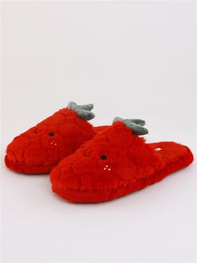 Daisy Street Strawberry Fluffy Slippers - Red - S