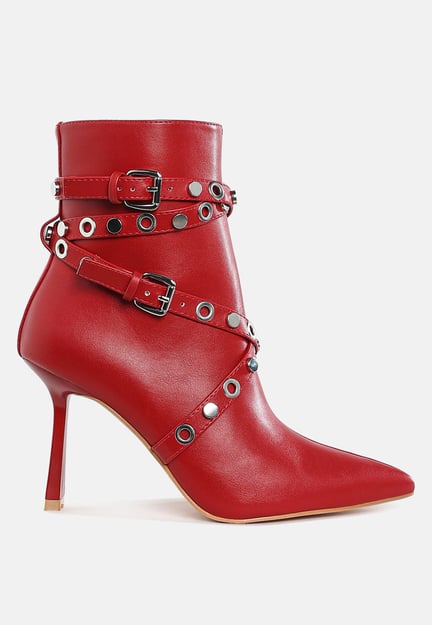 Jacinta Slim Flared Heel Strappy Boots