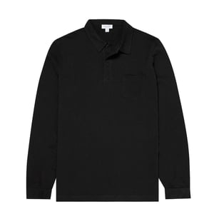Sunspel Long Sleeve Riviera Polo Black