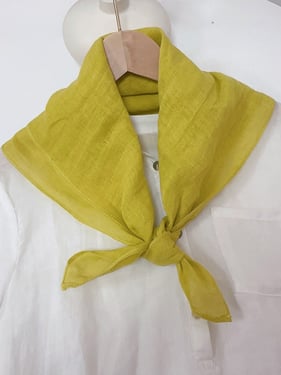 100% Linen Hand-Stitched Square Scarf - Ginger / One Size