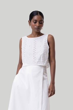 Boxy Crop Top in White - Coconut White / XL