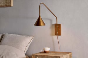 nkuku Thottam Swing Arm Wall Lamp | Lights | One Size | Antique Brass