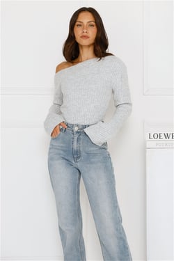 Winter Date Knitted Top Grey