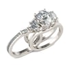 Jeulia Three Stone Oval Cut Sterling Silver Ring Set