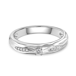 Jeulia Water ripple Design Round Cut Sterling Silver Band