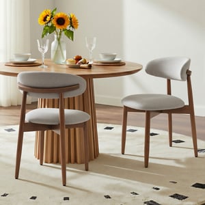 COLAMY NOYA Mid-Century Modern Upholstered Dining Chair - Gray / Set of 2 ($85/pc)