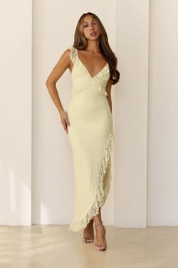 Enchanted By You Lace Midi Dress Yellow