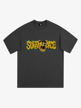 Street Graffiti Trendy Tiger Head Font T-Shirt - Dark Gray / XXL