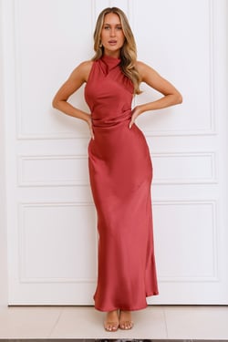 Eden Satin Maxi Dress Rose