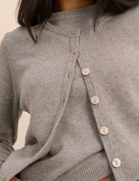 Grey Crew Neck Cardigan