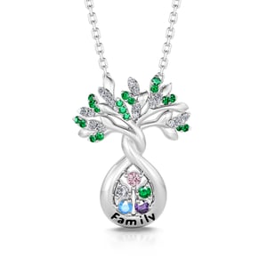 Jeulia Family Tree Sterling Silver Personalized Necklace