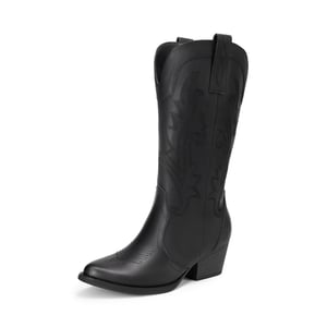 DREAM PAIRS Pointed Toe Mid calf Cowgirl Boots