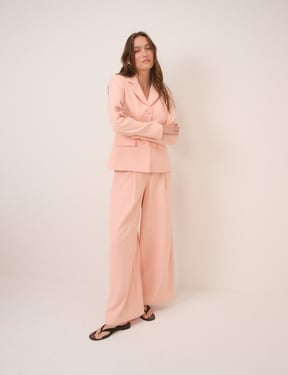 Peach Cinched Waist Crepe Blazer