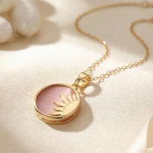Sun Pendant Celestial Coin Dainty Gold Plated Necklace