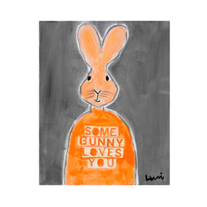 Some Bunny Loves You Taupe Art Print