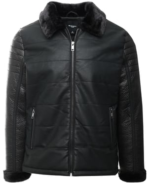 Brave Soul Padded Biker Jacket - Black - S