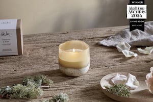 nkuku Oakmoss & Rose 1 Wick Scented Candle | Candles & Home Fragrance | Yellow