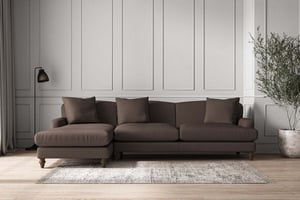 nkuku Deni Left Hand Chaise Sofa | Make To Order | Grand | Recycled Cotton Mocha