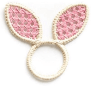 Easter Bunny Ears Handwoven Iraca Napkin Ring - Dark Green