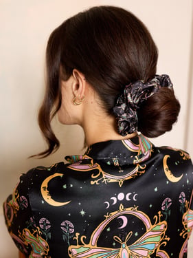 Satin Scrunchie Black Mystic Moth - Default Title
