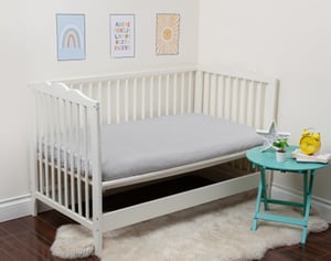 QE Home Bamboo Cotton Crib in Sized Fitted Sheet in Activated Charcoal, Grey