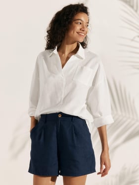 Linen Oversized Fit Pocket Shirt ELOWEN - Optic White / XXXL