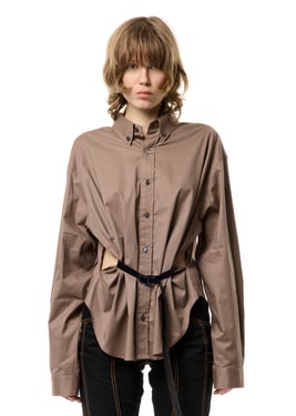 BELTED BUTTON DOWN SHIRT - XL