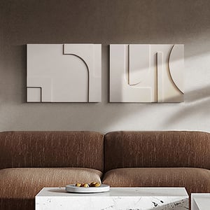 2 Pieces Japandi Abstract Wall Decor for Living Room 3D Hanging Art in White