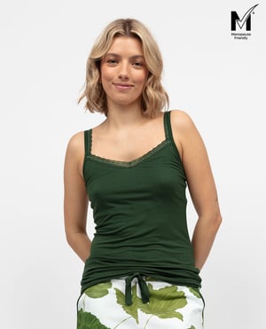 Olive Womens Lace Trim Jersey Hidden Support Vest - 28