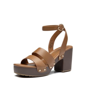 DREAM PAIRS Platform Wood Grain Pattern Heel Sandals
