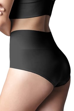 Seamless Control Panty with Double-Layer Waist - Black / XL