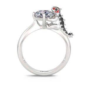 Jeulia Hug Me "Cute Ankylosaurus" Dinosaur Round Cut Sterling Silver Ring