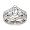 Jeulia Three Stone Marquise Cut Sterling Silver Ring Set