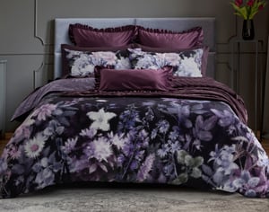 QE Home Christabel Duvet Cover, Cotton, Floral, Purple, Double
