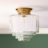 Passi IP44 flush ceiling light in antique brass