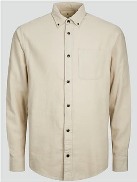 Jack & Jones Blubrook Solid Twill Shirt - Cream / Island Fossil - XL